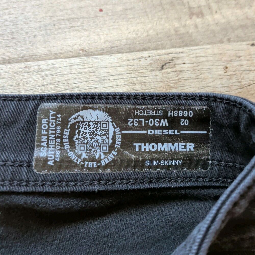 ​Diesel Thommer Slim Skinny Jeans Men's 30x32 Black Stretch Denim Pants - Picture 8 of 8